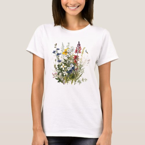 Wild Flowers Botanical Flower Nature Colorfull  T_Shirt