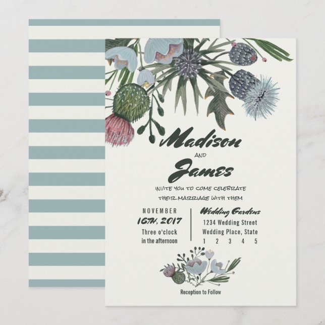Wild Flowers Bouquet | blue | Wedding Invitations (Front/Back)