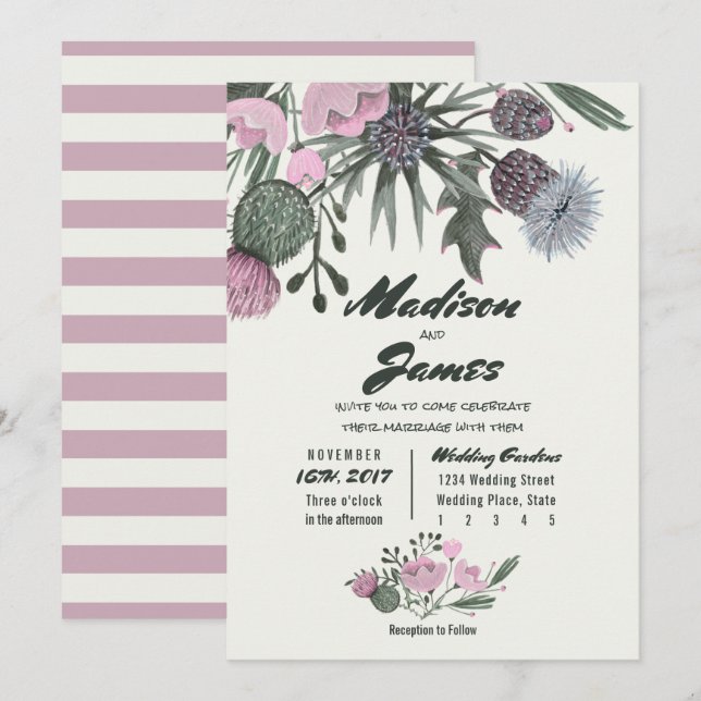 Wild Flowers Bouquet | pink | Wedding Invitations (Front/Back)
