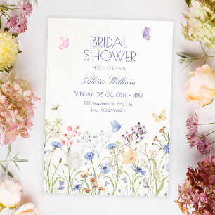 Wild flowers bridal shower invitation