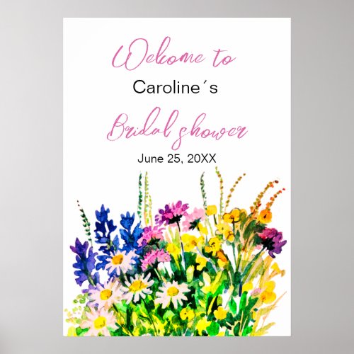 Wild flowers bridal shower poster