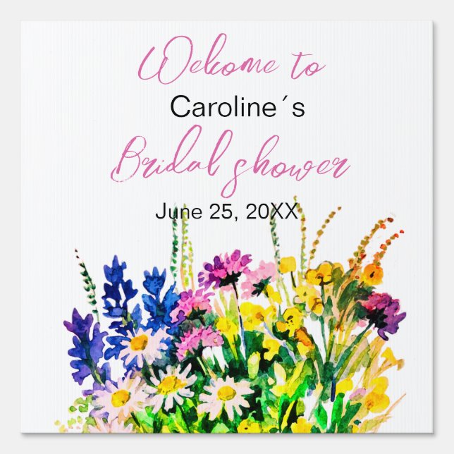Wild flowers Bridal shower  Sign (Front)