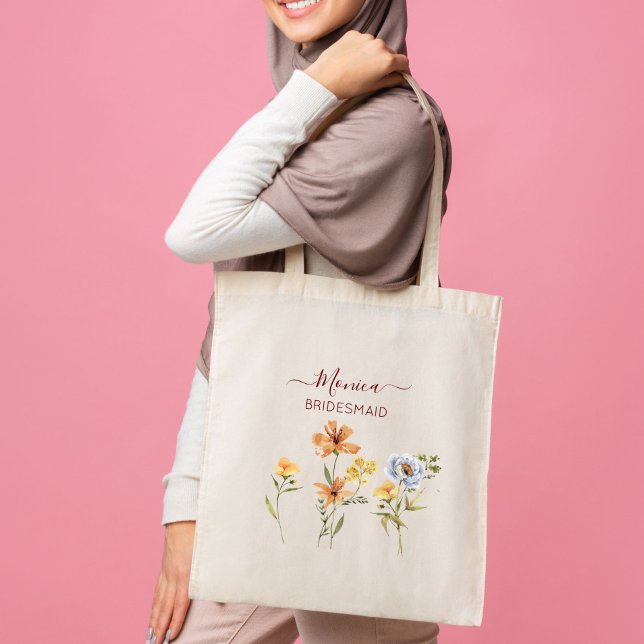 Wild flowers bridesmaid gifts bridal party favors  tote bag (Creator Uploaded)