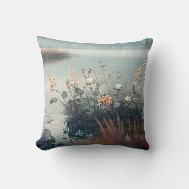 Wild Flowers Calm Tranquil Nature Peaceful Season  Throw Pillow (Front)