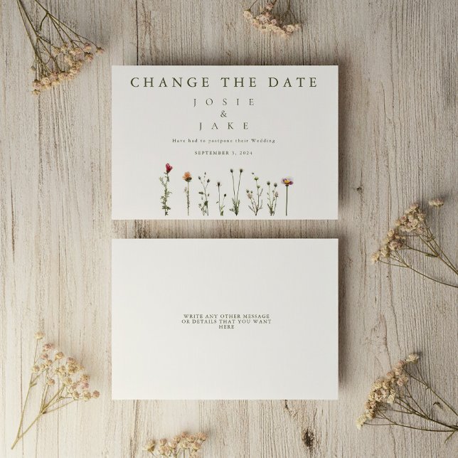 Wild Flowers Change the Date Save The Date (Wild Flowers Change the Date Save The Date card.)