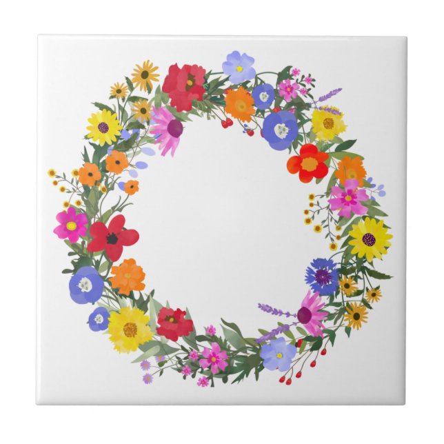 Wild Flowers Coaster Ceramic Tile Hot Plate (Front)