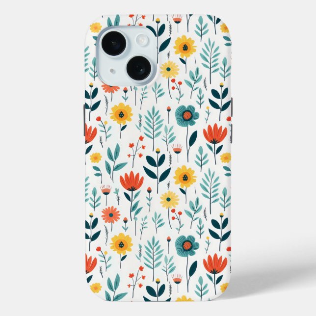 Wild Flowers Colorful Pattern Case-Mate iPhone Case (Back)