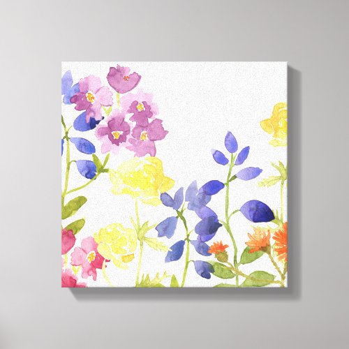 Wild Flowers Colorful Watercolour Painting Canvas