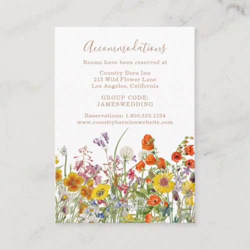 Wild Flowers Country Wedding Accommodations Enclosure Card