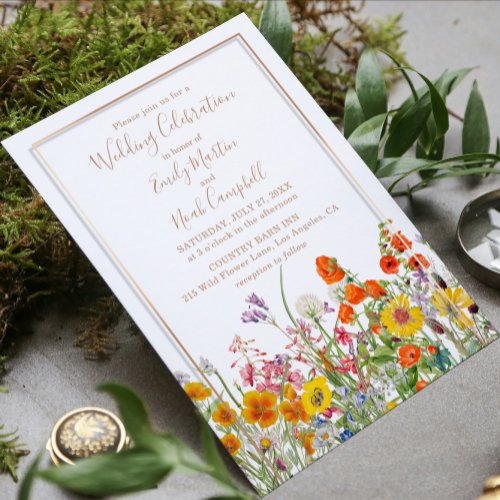 Wild Flowers Country Wedding Celebration Invitation