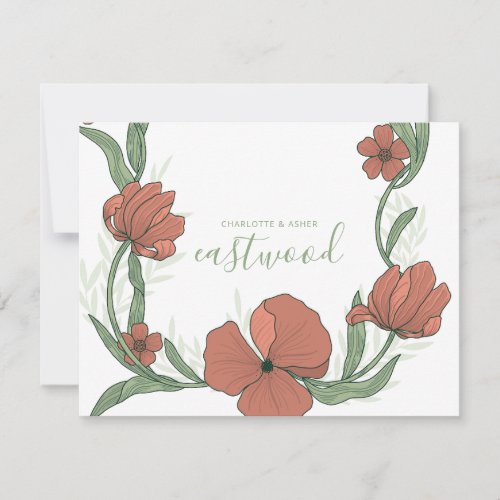 Wild Flowers Couple Newlyweds Wedding Monogram  Note Card