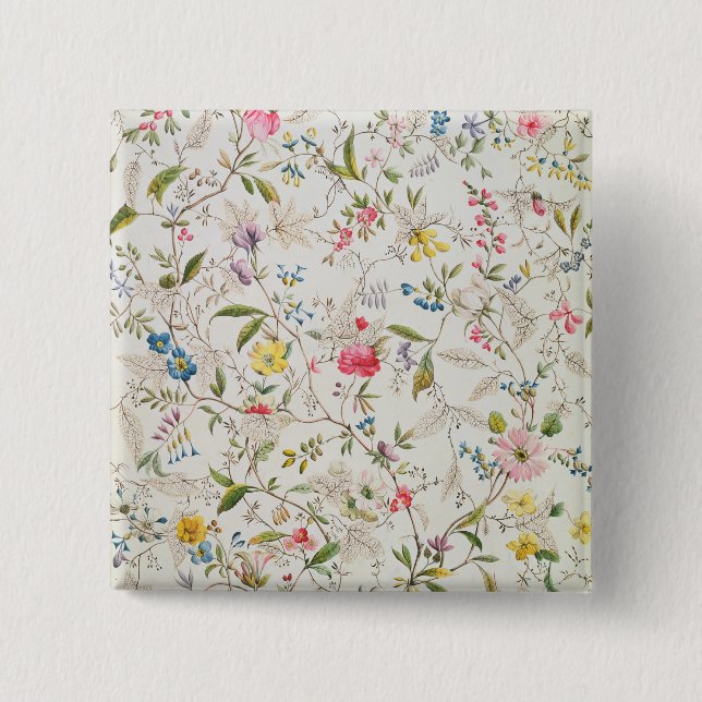 Wild flowers design for silk material, c.1790 (w/c pinback button (Front)