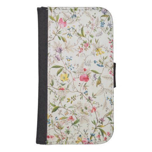 Wild flowers design for silk material c1790 wc galaxy s4 wallet case