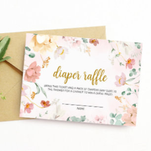 Wild Flowers Diaper Raffle Baby Shower Card