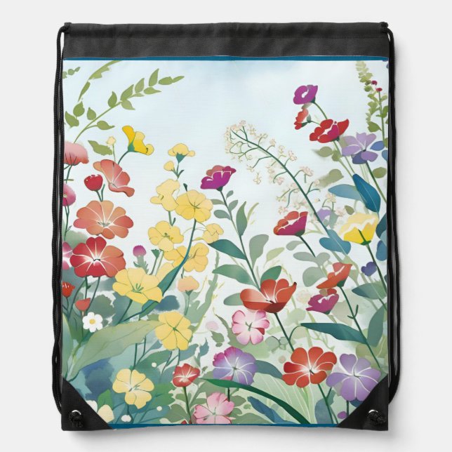 Wild Flowers Drawstring Bag (Front)
