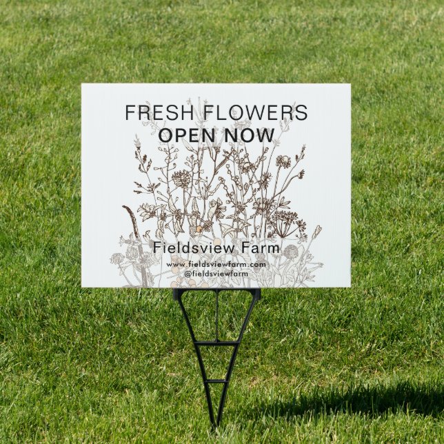 Wild Flowers Farm Garden Custom Yard Sign (Insitu)