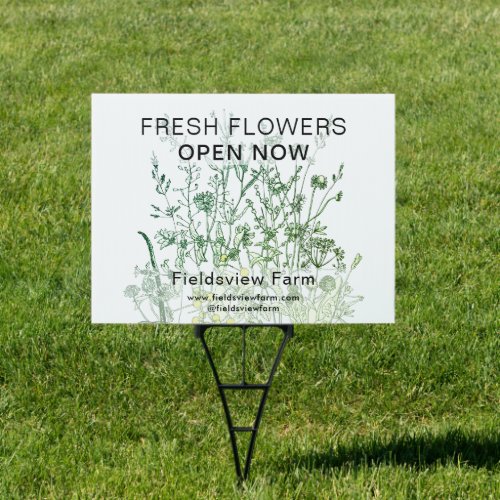 Wild Flowers Farm Garden Custom Yard Sign