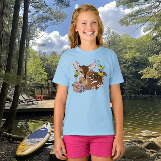 Wild Flowers Fawn Blue T-Shirt (Creator Uploaded)