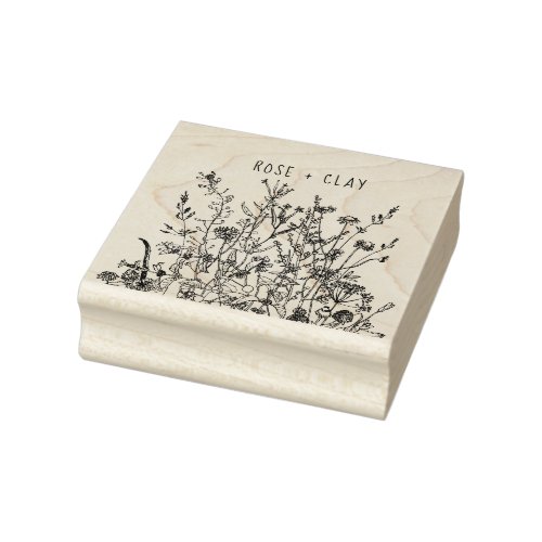 Wild Flowers Floral Art Personalized Rubber Stamp
