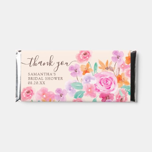 Wild flowers floral watercolor bridal shower blush hershey bar favors