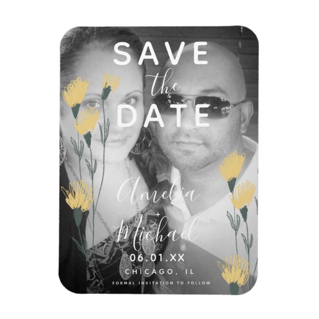 Wild Flowers Hand-Drawn Botanical Save the Date Magnet (Vertical)