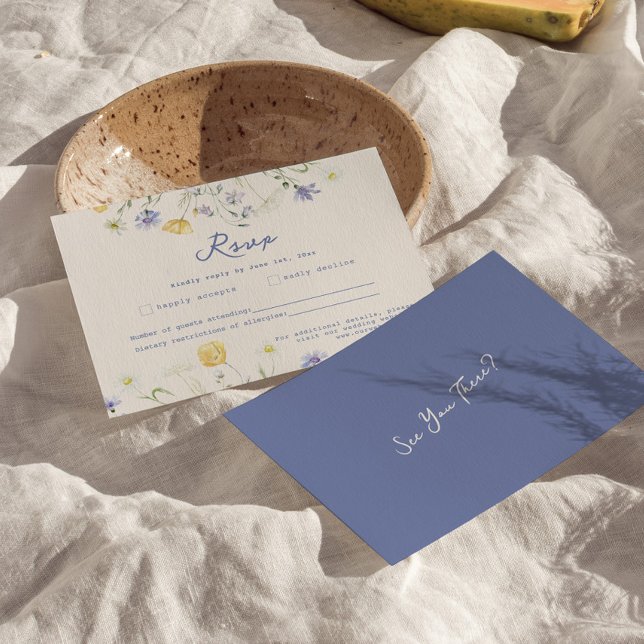 Wild Flowers Hand Written Wedding RSVP Card (wildflower rsvp card, handwritten rsvp, wedding rsvp card, floral response card, rustic wedding rsvp)