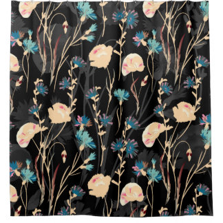 Wild flowers illustrations. Vintage seamless patte Shower Curtain