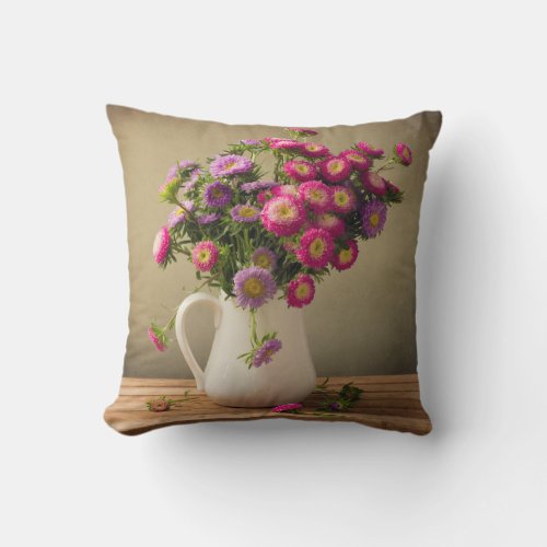 Wild Flowers in a Vase Throw Couch Pillow