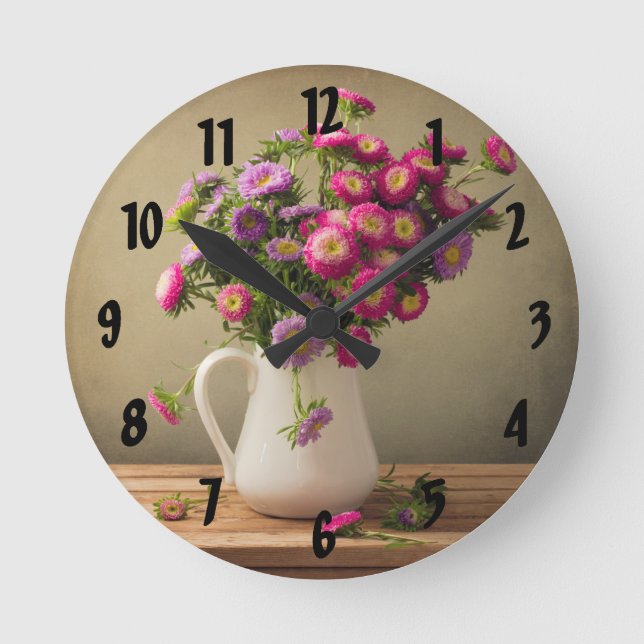 Wild Flowers in a Vase Wall Clock (Front)