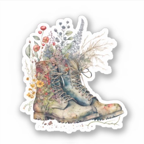 Wild Flowers in Boots 2 Sticker