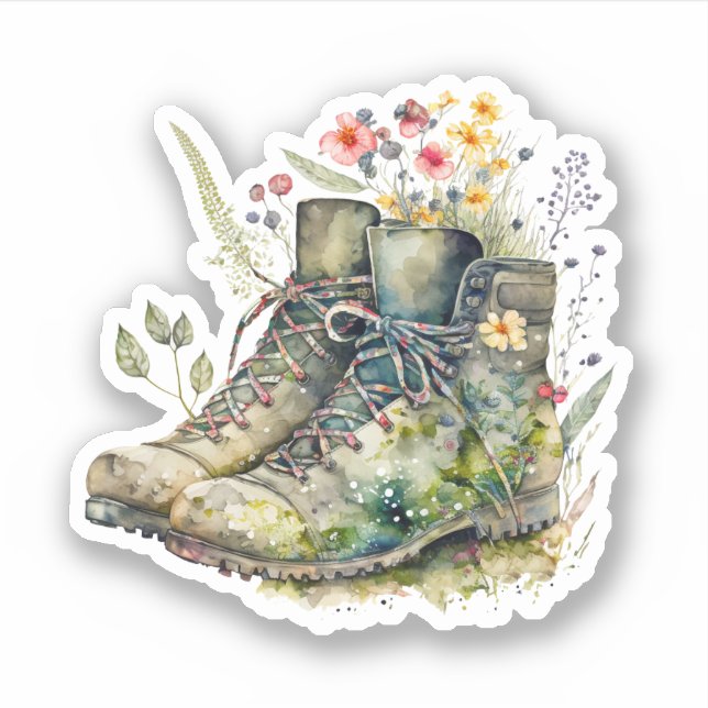 Wild Flowers in Boots  Sticker (Front)