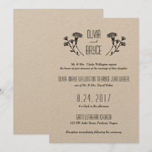 Wild Flowers Kraft Wedding Invitation