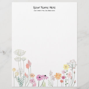 Wild Flowers Linen Letterhead