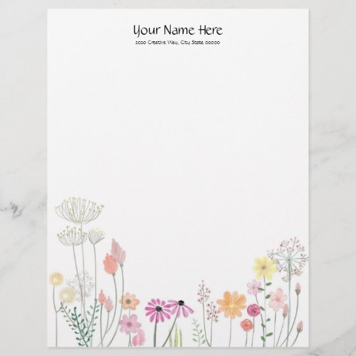 Wild Flowers Linen Letterhead