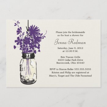 Wild Flowers & Mason Jar Bridal Shower Invitation by labellarue at Zazzle