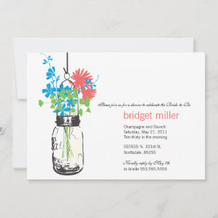 Wild flowers & Mason Jar Bridal Shower Invitation