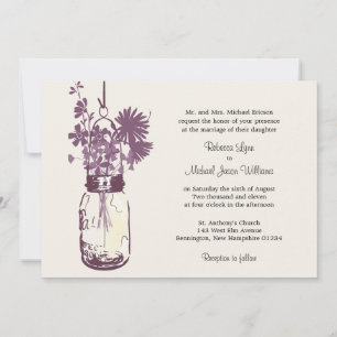 Wild flowers & Mason Jar Wedding Invitations