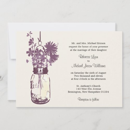Wild flowers &amp; Mason Jar Wedding Invitations