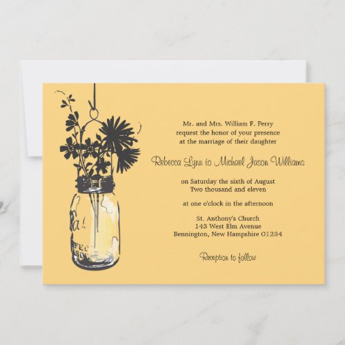 Wild flowers &amp; Mason Jar Wedding Invitations