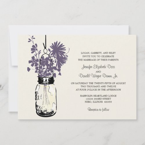 Wild flowers &amp; Mason Jar Wedding Invitations