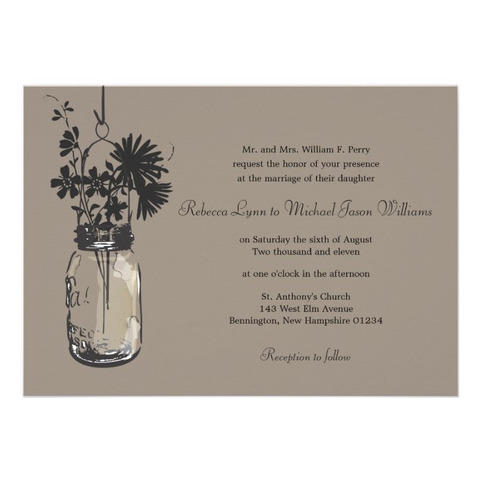 Wild flowers & Mason Jar Wedding Invitations