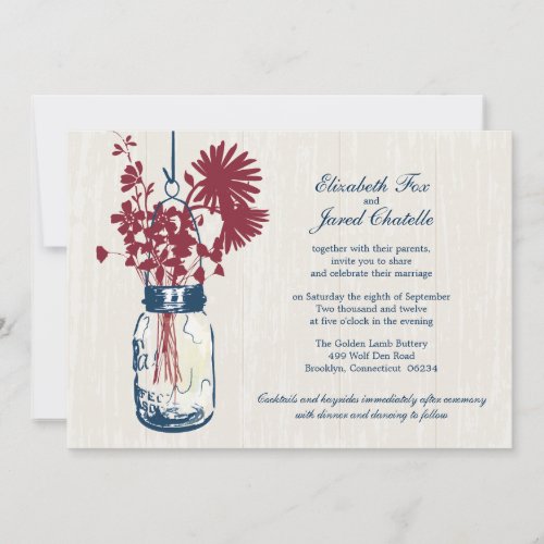 Wild flowers &amp; Mason Jar Wedding Invitations