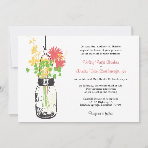 Wild flowers &amp; Mason Jar Wedding Invitations