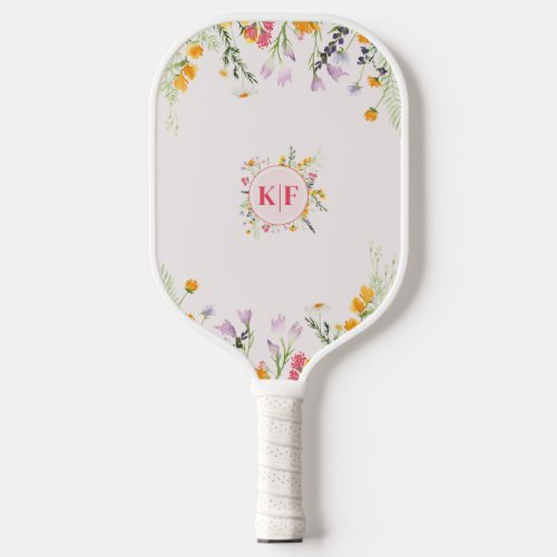 Wild flowers Monogram Pickleball Paddle