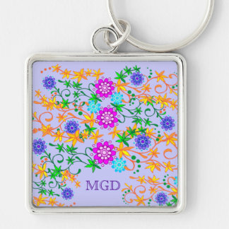 Wild flowers monogram premium keychain