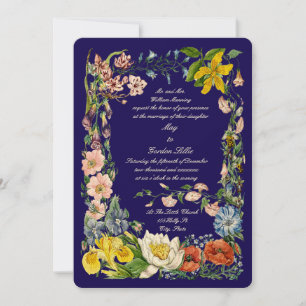Wild Flowers Multi Colored Botanical Art Border Invitation