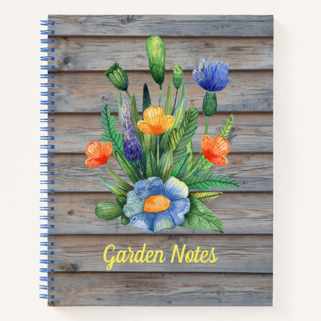Wild Flowers On Wood Paneling Notebook (Front)