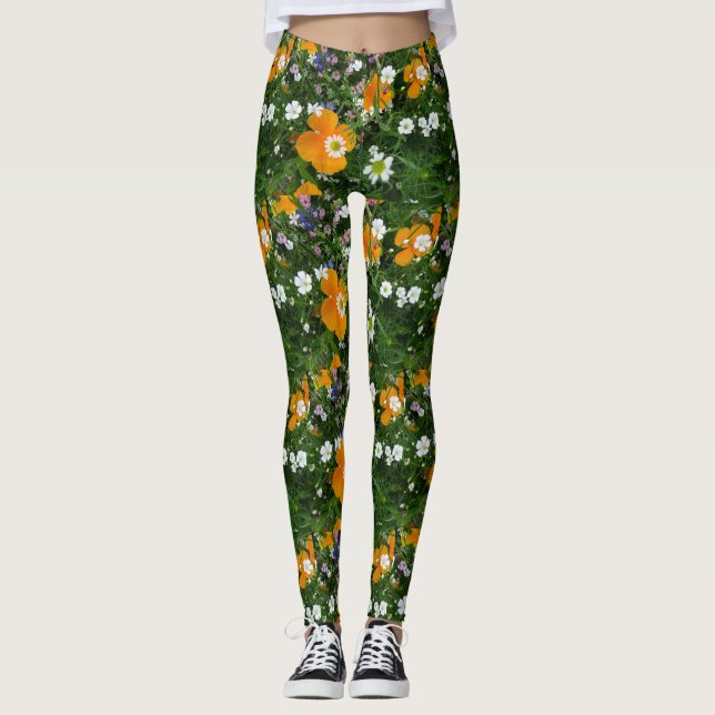 Wild Flowers: Orange White Pink Legging (Front)