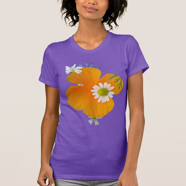 Wild Flowers: Orange White Yellow BG T-Shirt (Front)