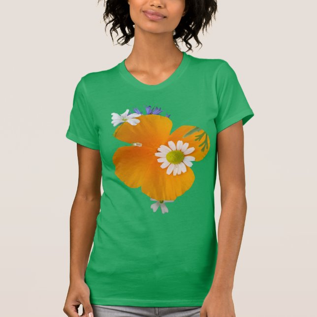 Wild Flowers: Orange White Yellow Green T-Shirt (Front)